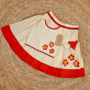 RED Hand painted skirt set